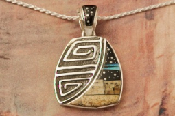 Calvin Begay Starry Night Sterling Silver Man in the Maze Pendant